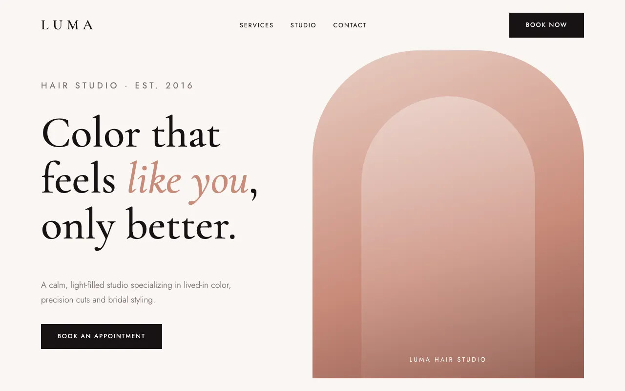 Luma Hair Studio website